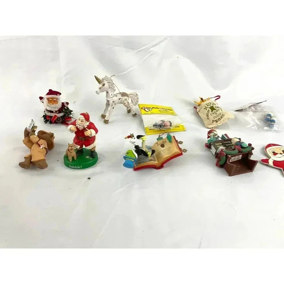 10x VTG Holiday Ornaments Christmas Santa Unicorn Wooden Figures Collectibles - Picture 3 of 11